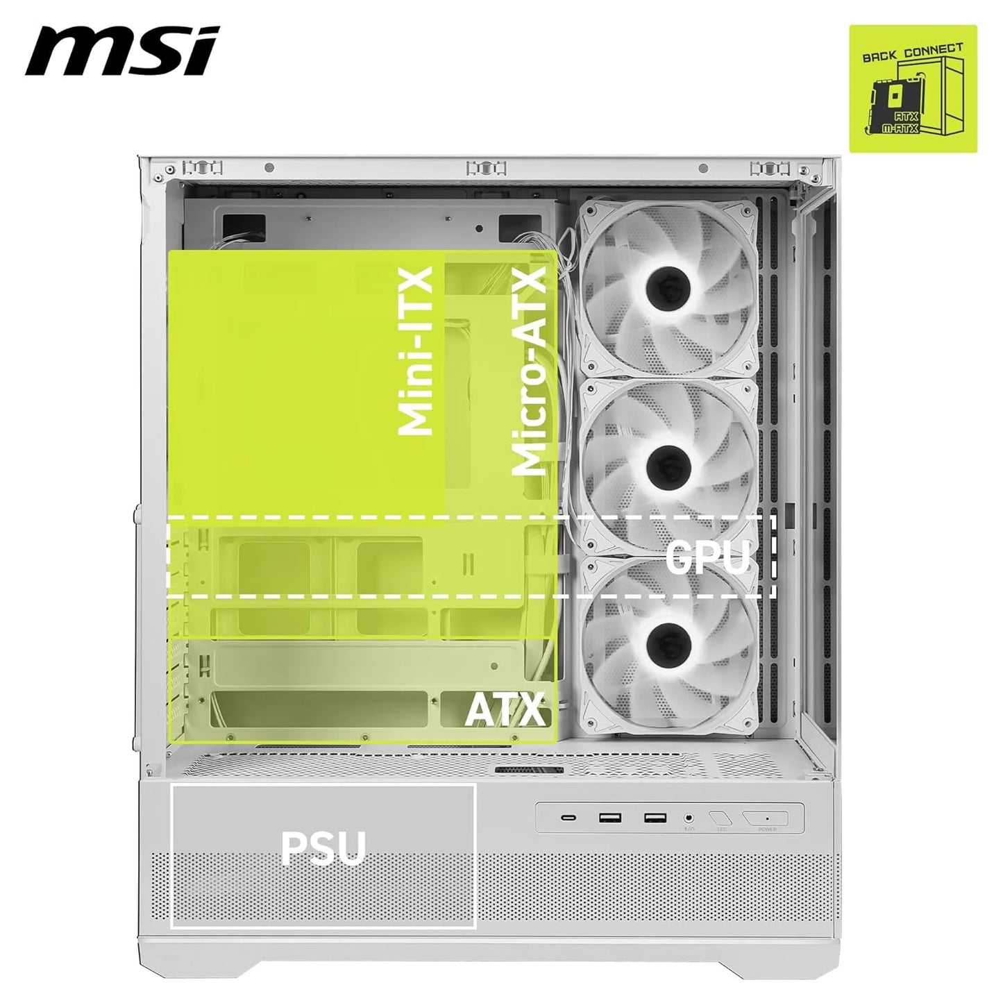 MSI MAG PANO 110R PZ Mid-Tower Gaming PC Case - White