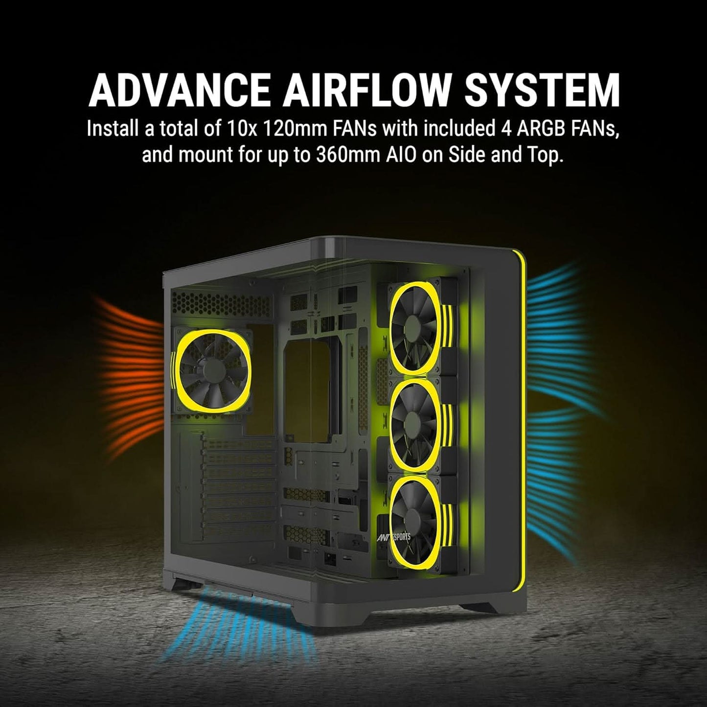 ANT ESPORTS CRYSTAL ARC ARGB ATX MID TOWER CASE BLACK