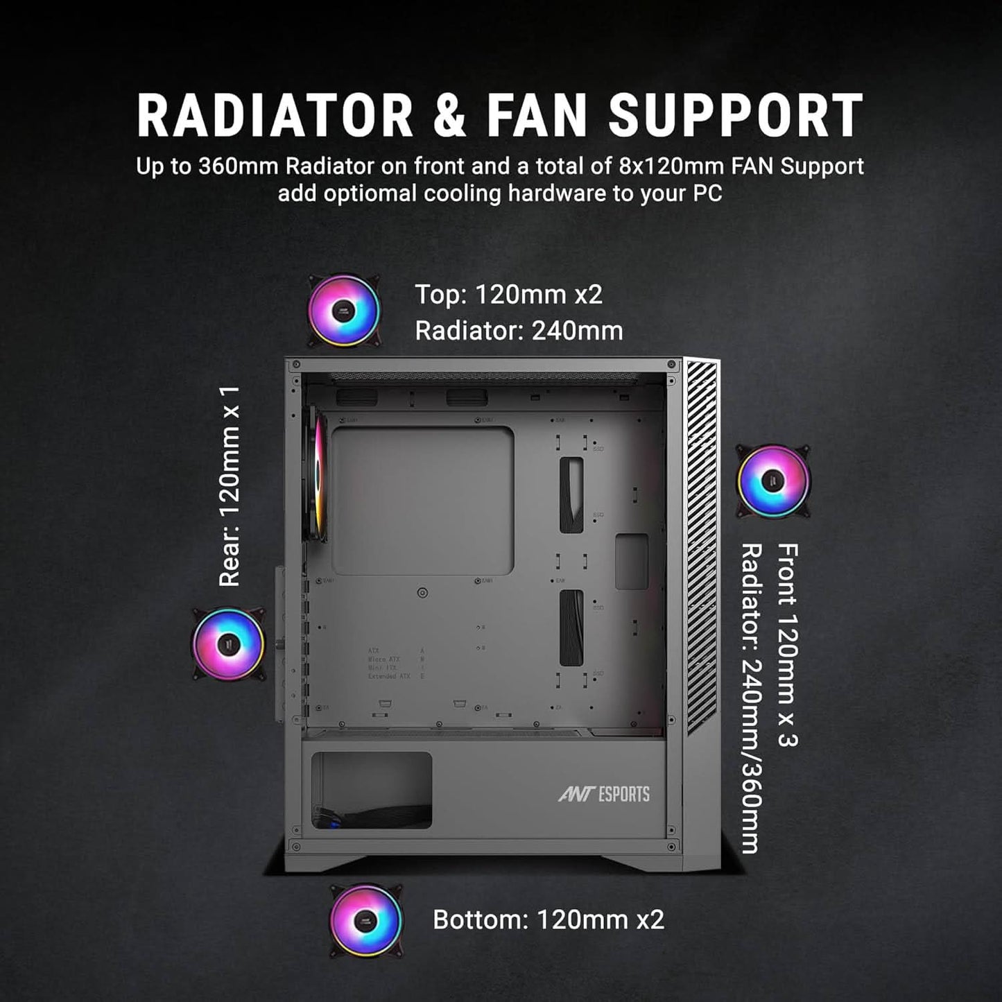 ANT ESPORTS ICE 270G 6F ARGB ATX MID TOWER CASE