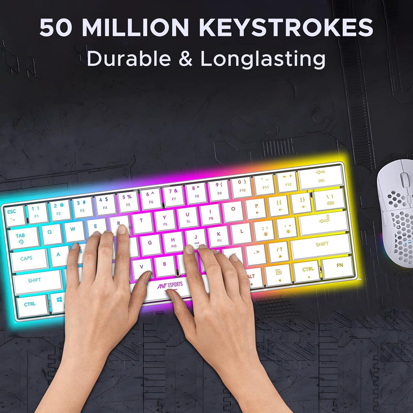 ANT ESPORTS MK1500 MINI WIRELESS GAMING KEYBOARD WHITE