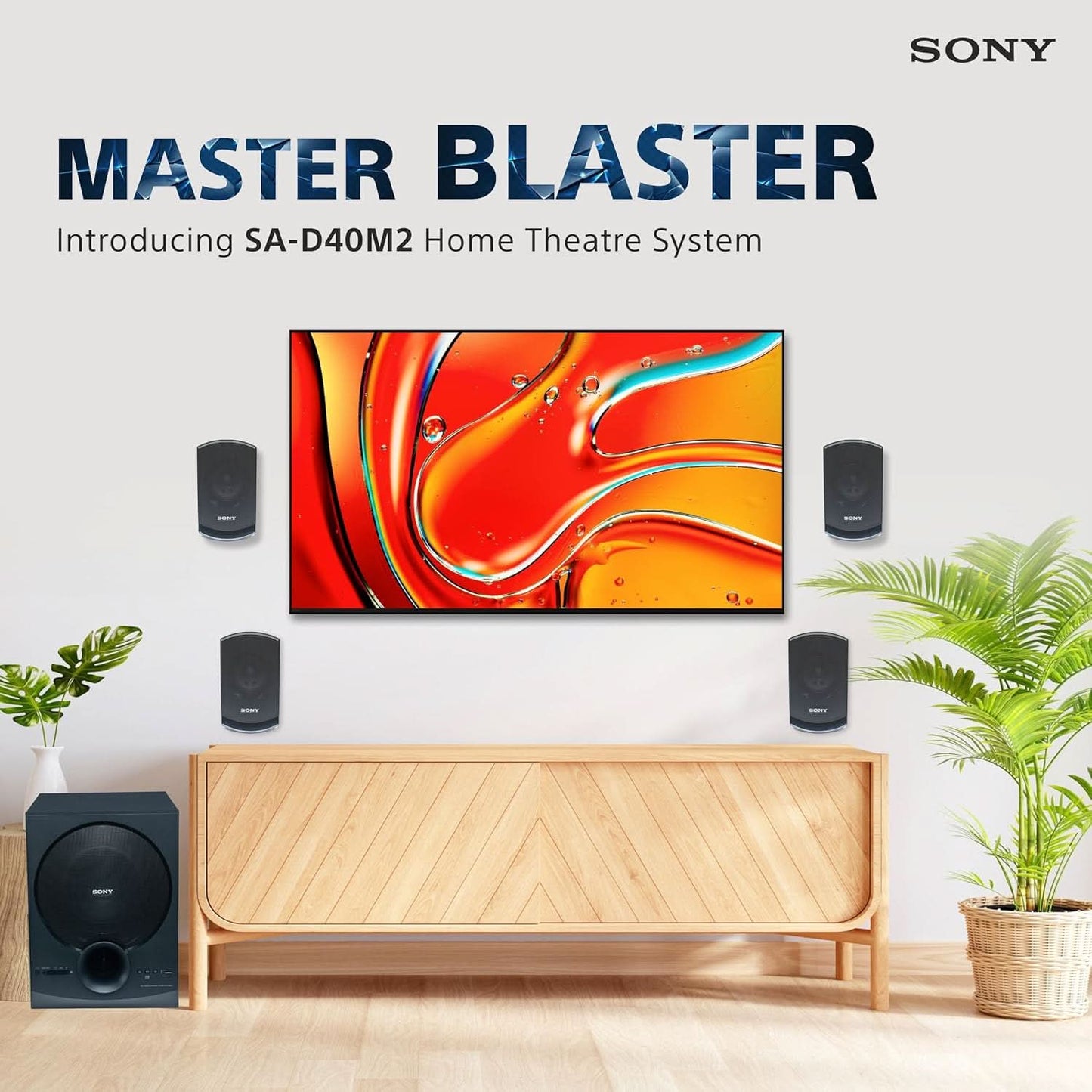 Sony SA-D40M2 All in One 4.1ch Home Theatre System with 100W Power Output and Powerful Subwoofer Black