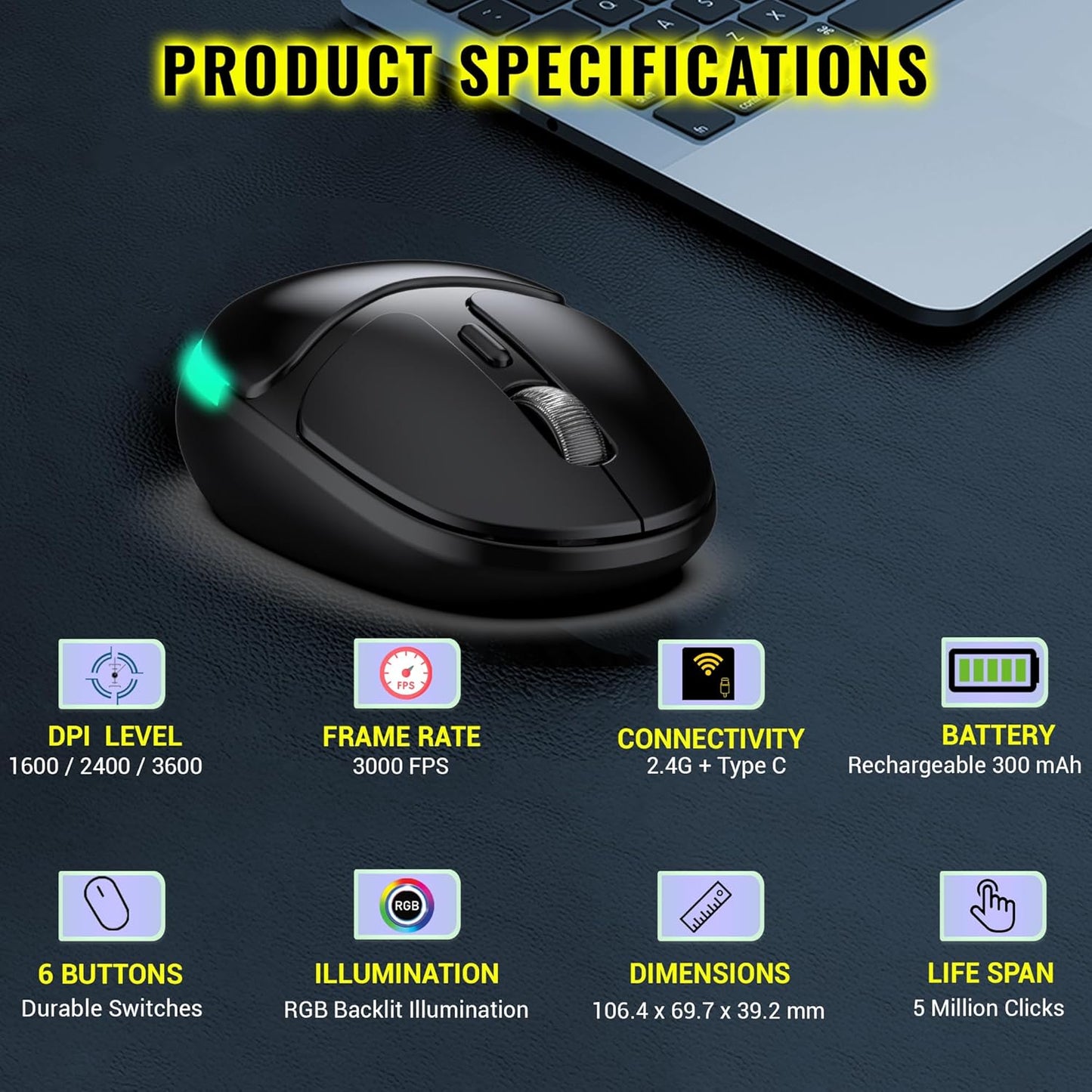 ANT ESPORTS GM325 PRO MINI WIRELESS STATIC RGB GAMING MOUSE