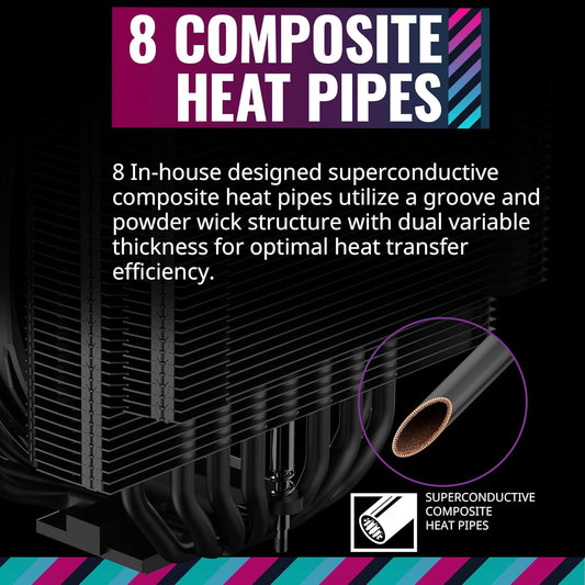 COOLER MASTER MASTERAIR MA824 STEALTH 120MM DUAL TOWER CPU AIR COOLER (MAM-D8PN-318PK-R1)