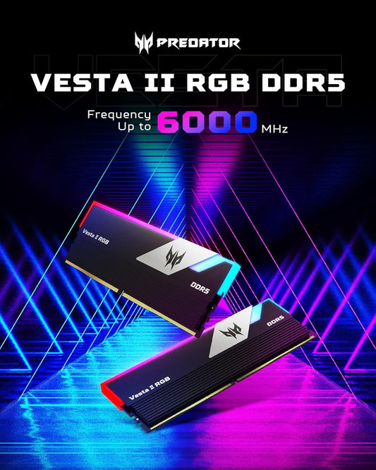 PREDATOR VESTAII DDR5 RGB U-DIMM 6000MHZ 32GB (16GB*2) BLACK