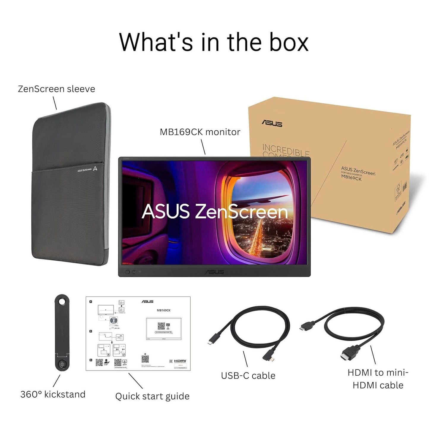 ASUS ZenScreen MB169CK 16 Inch Portable USB Full HD, IPS Monitor