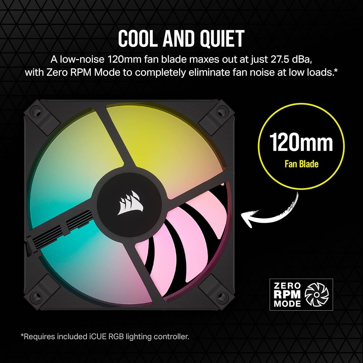 CORSAIR ICUE AF120 RGB SLIM 120MM PWM FLUID DYNAMIC BEARING FAN BLACK TWIN PACK