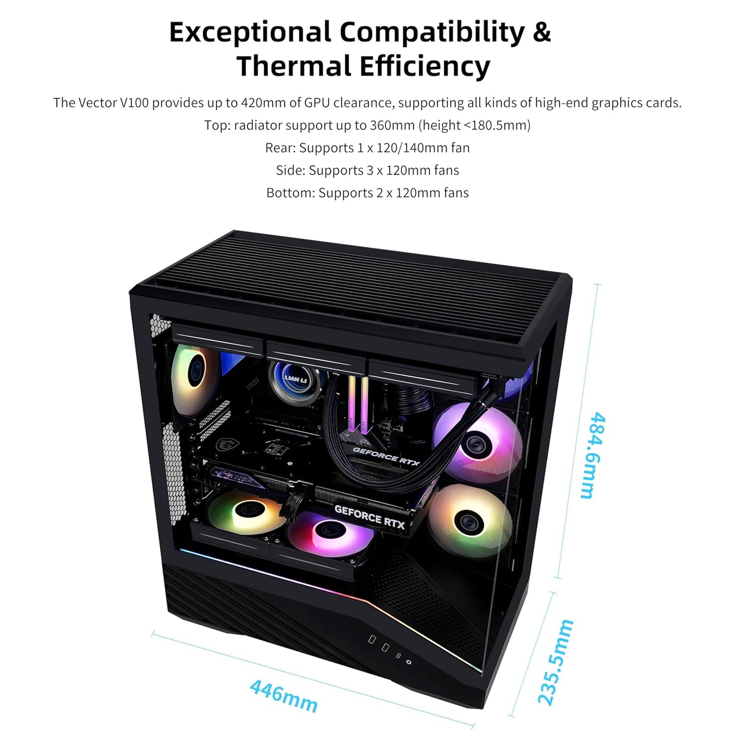 Lian Li V100 ATX Mid-Tower PC Case - Black, G99.V100RX.in