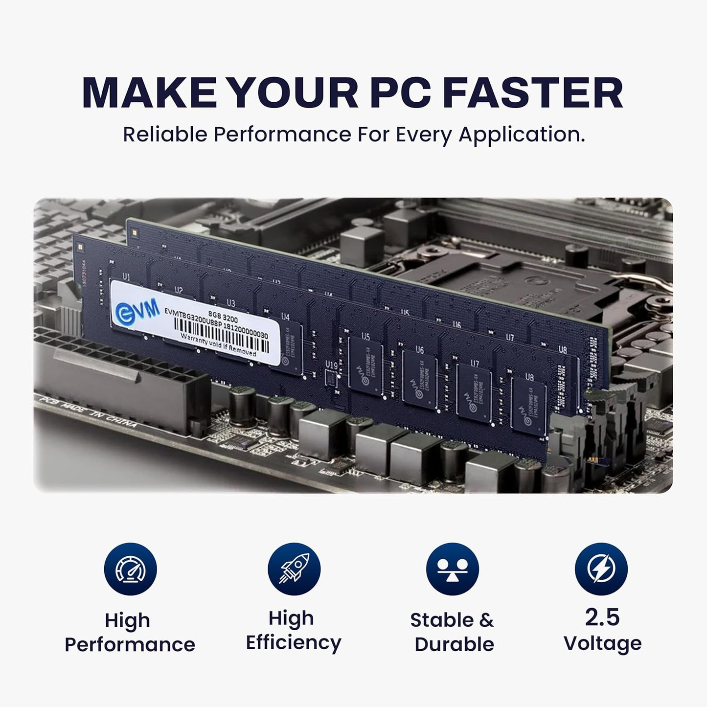 EVM 8GB DDR4 DESKTOP RAM 3200MHZ - (EVMT8G3200U88P)