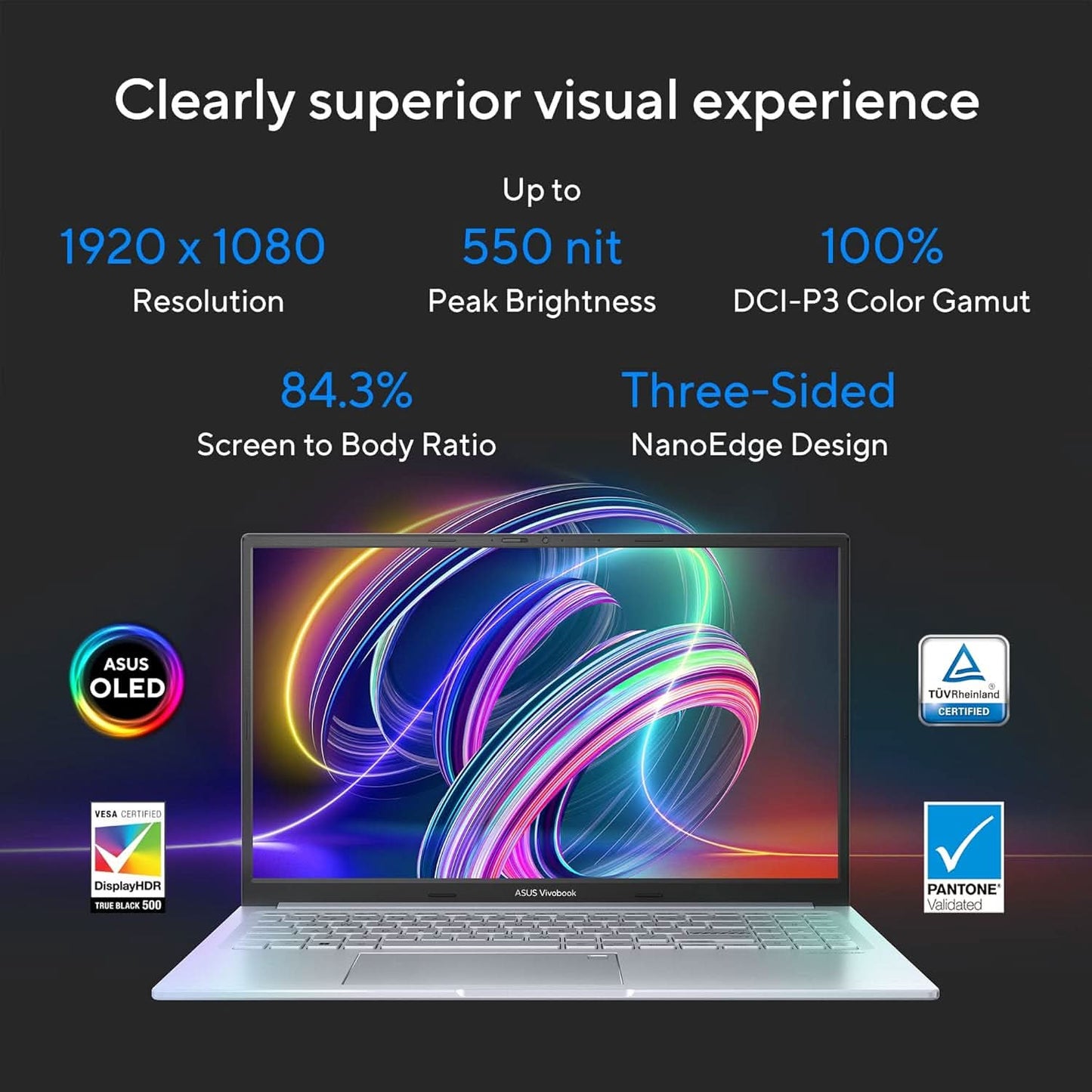 ASUS Vivobook 15X OLED (2023), Intel Core i5-1340P 13th Gen, 15.6 inch (39.62 cm) FHD OLED, Thin & Light Laptop (16GB/1TB SSD/Iris X? Graphics/Win 11/Office 2021/Silver/1.6 kg), K3504VA-LK552WS
