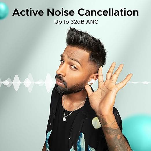 Boat Airdopes 161 ANC TWS Earbuds Bluetooth v5.3 (White)
