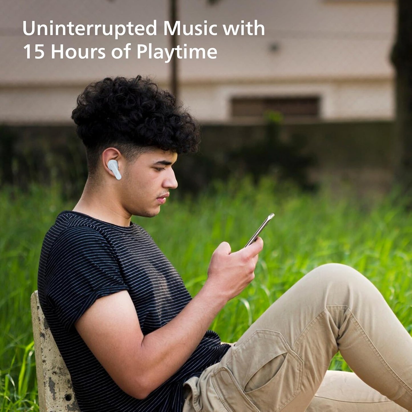 PHILIPS TAT1108BL/00 TRUE WIRELESS EARBUDS, IN-EAR ACTIVE NOISE CANCELLING BLUETOOTH V5.3 EARPHONES WITH MIC, 15H PLAY TIME, SHANK SHAPE, IPX4, TOUCH CONTROLS & CHARGING CASE FOR IPHONE/IPAD (BLUE)