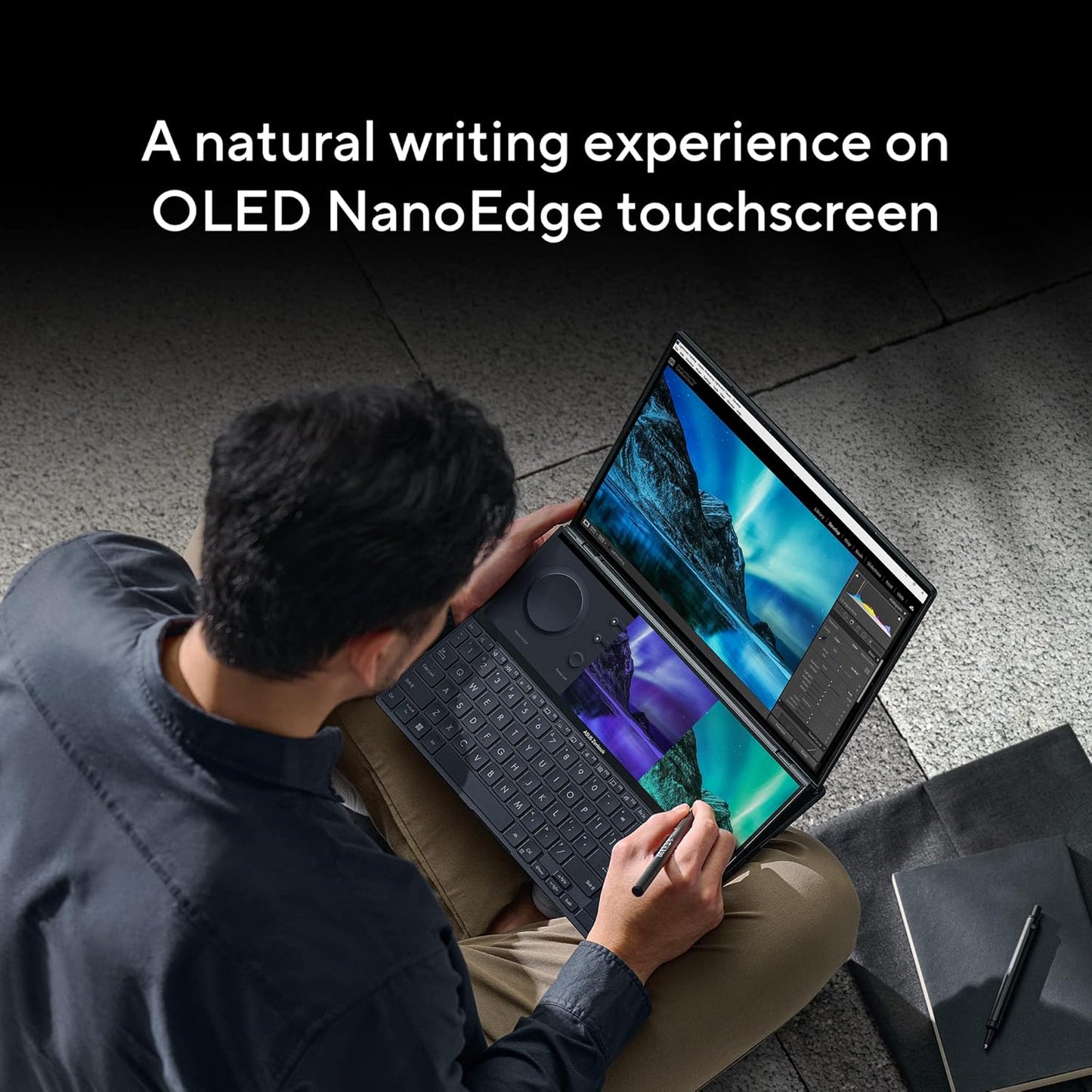 ASUS ZENBOOK PRO 14 DUO OLED 2023, INTEL CORE I9-13900H 13TH GEN, TOUCH 14.5-INCH 2.8K 120HZ, DUAL SCREEN LAPTOP (32GB/1TB SSD/NVIDIA GEFORCE RTX 4050 /WIN11/76WHR/BLACK/1.75 KG),UX8402VU-MZ961WS