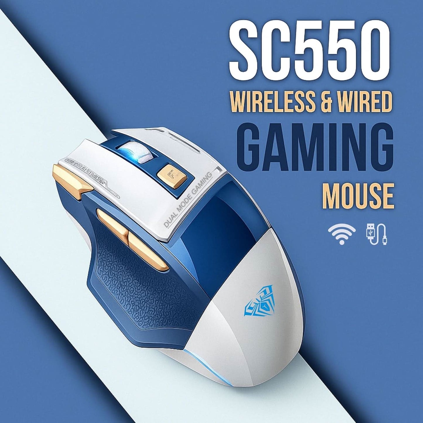 AULA SC550 Wireless & Wired Gaming Mouse (Blue)