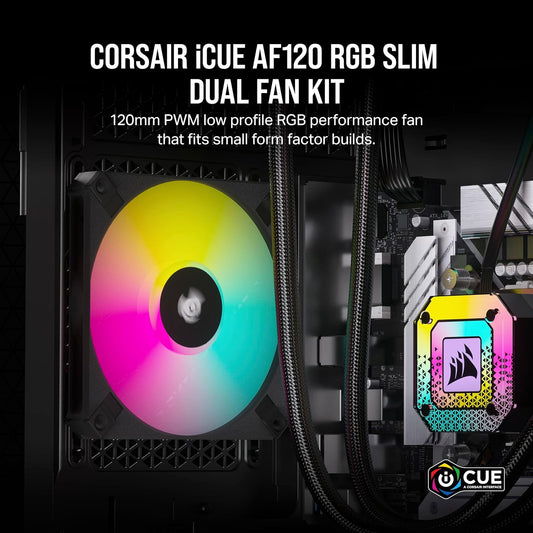 CORSAIR ICUE AF120 RGB SLIM 120MM PWM FLUID DYNAMIC BEARING FAN BLACK TWIN PACK