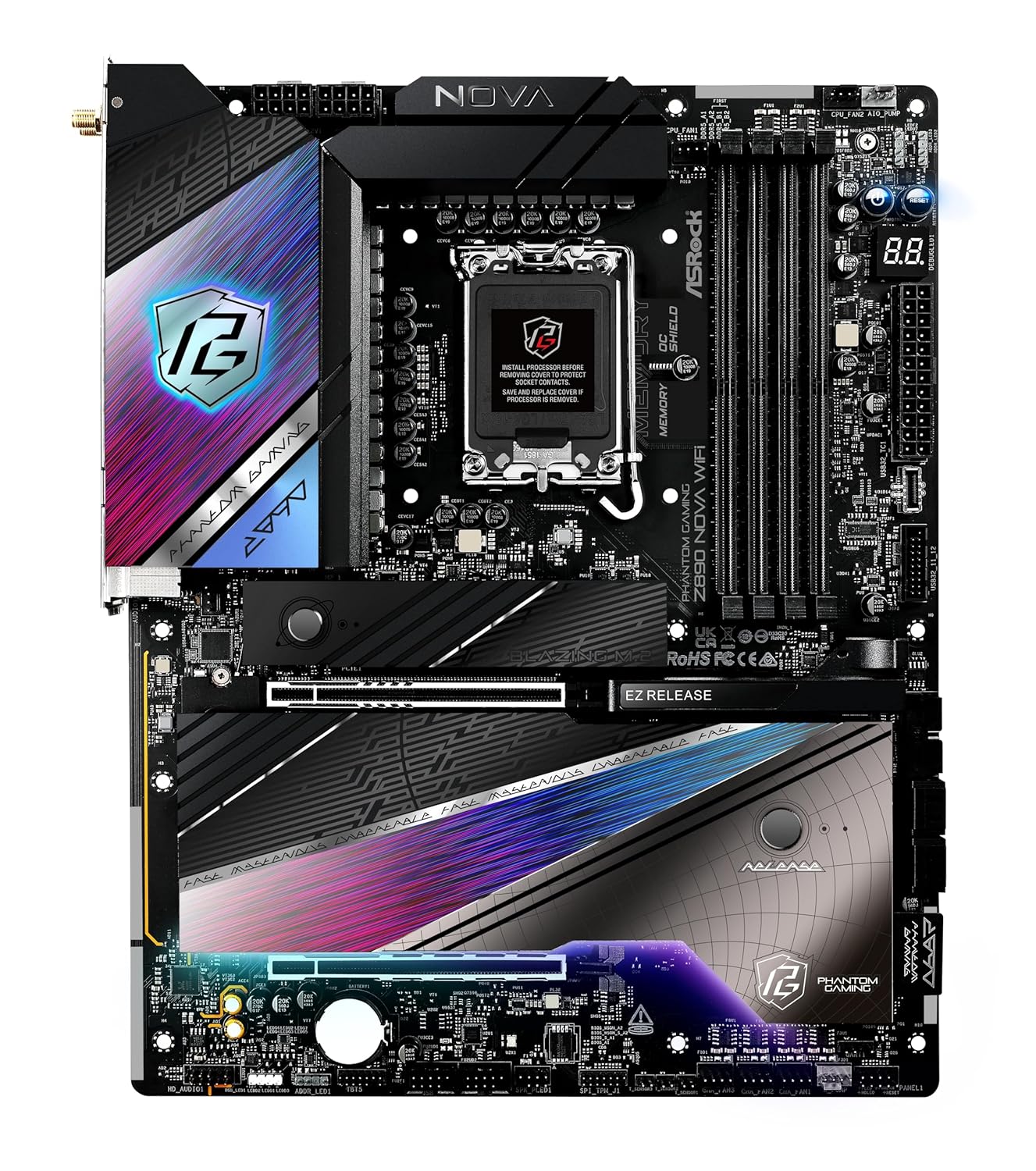 ASRock Intel Core Ultra Z890 Nova WiFi 7 Phantom Gaming ATX Motherboard
