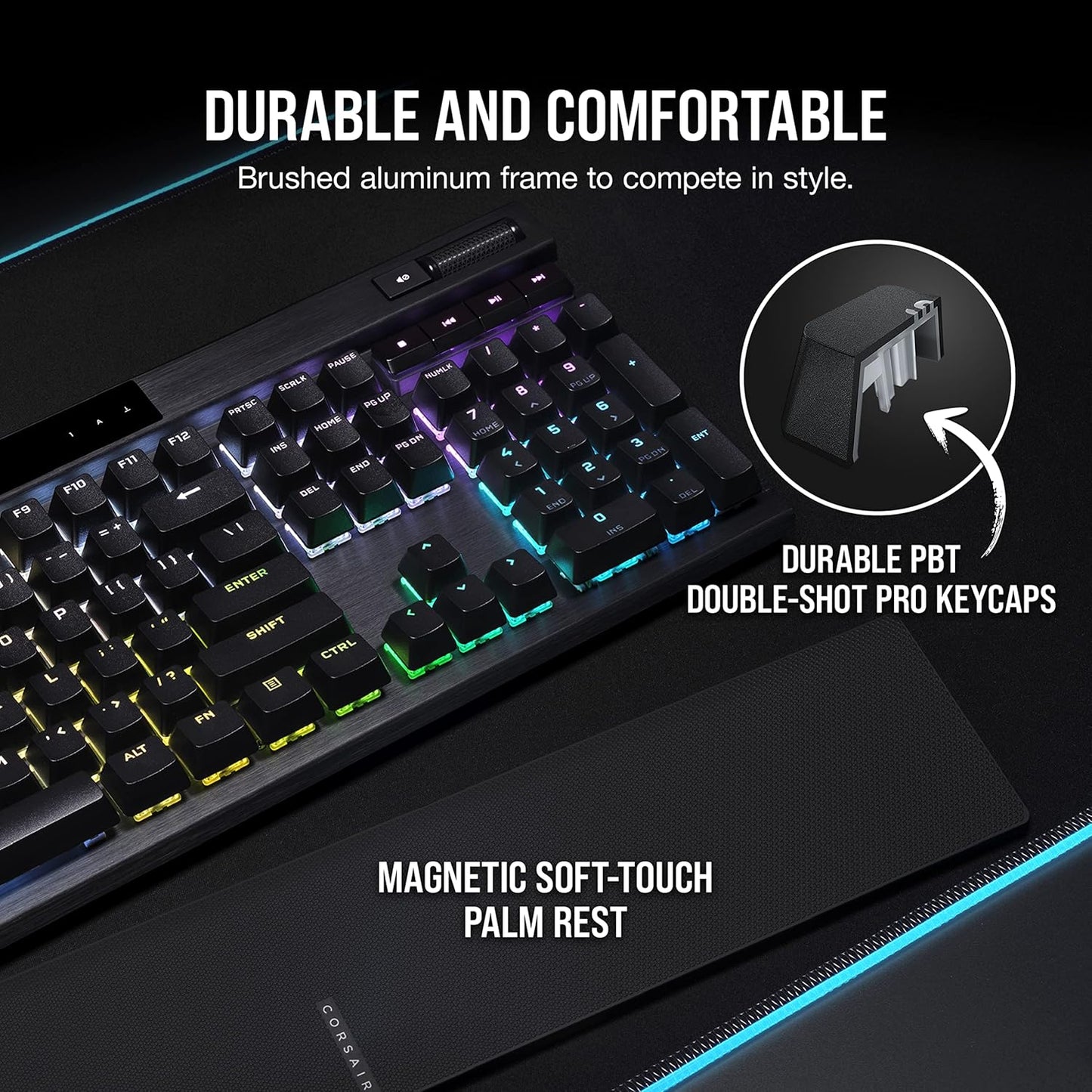 CORSAIR K70 RGB PRO MECHANICAL GAMING KEYBOARD BACKLIT RGB LED CHERRY MX SPEED BLACK PBT KEYCAPS