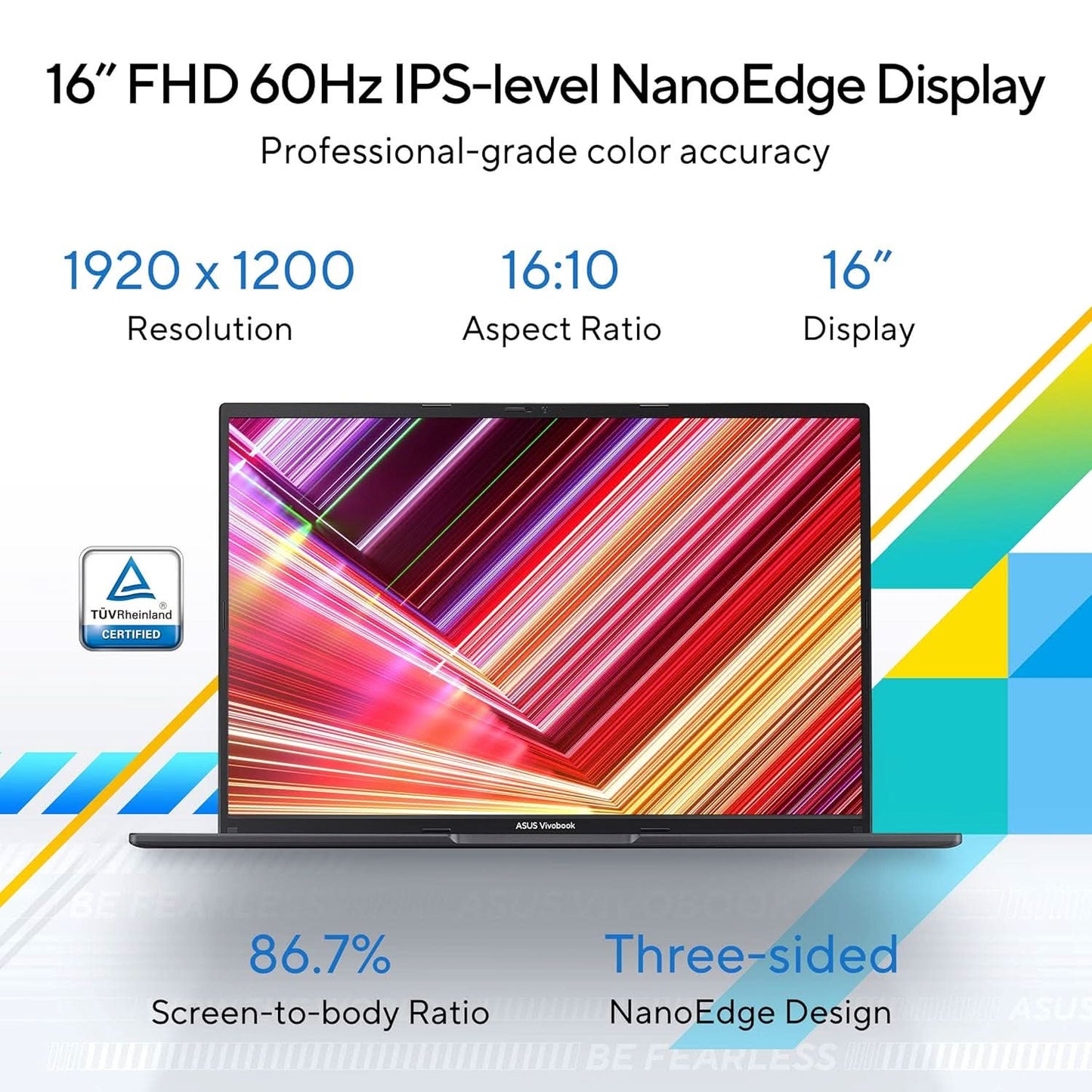 ASUS Vivobook 16 (2023), Intel Core i5-13500H 13th Gen, 16 inch (40.64 cm) FHD+, Thin & Light Laptop (16GB/512GB SSD/Intel Iris X?/Win 11/Office 2021/Backlit KB/Fingerprint/Black/1.88 kg), X1605VA-MB541WS