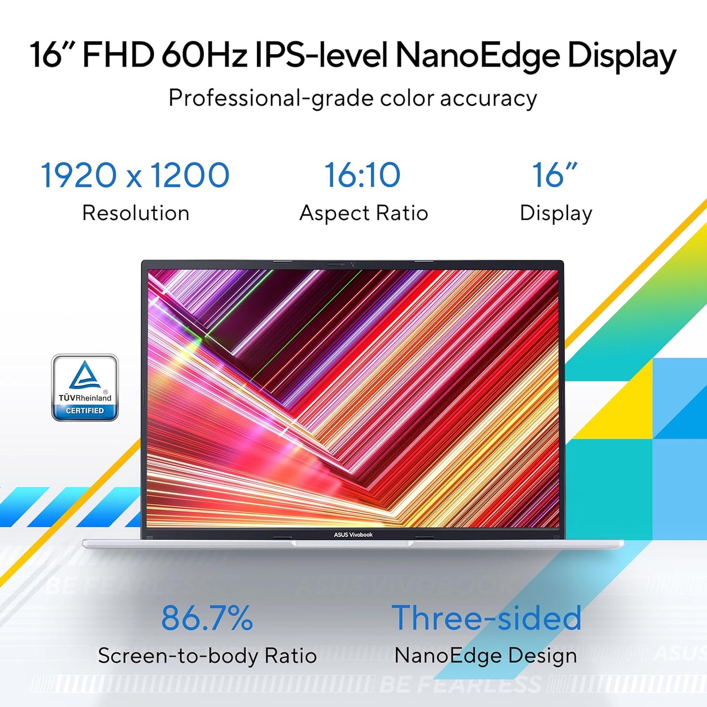 ASUS VIVOBOOK 16,13TH GEN,INTEL CORE I9-13900H,FINGERPRINT(INTEL IRIS X? IGPU/16GB/512GB/FHD+/16"/60HZ/BACKLIT KEYBOARD/WINDOWS 11/M365 BASIC (1YEAR)*/OFFICE HOME 2024/SILVER/1.88 KG) X1605VA-MB9946WS