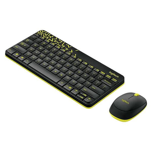 Logitech MK240 Nano Wireless Keyboard and Mouse Combo Black-Yellow