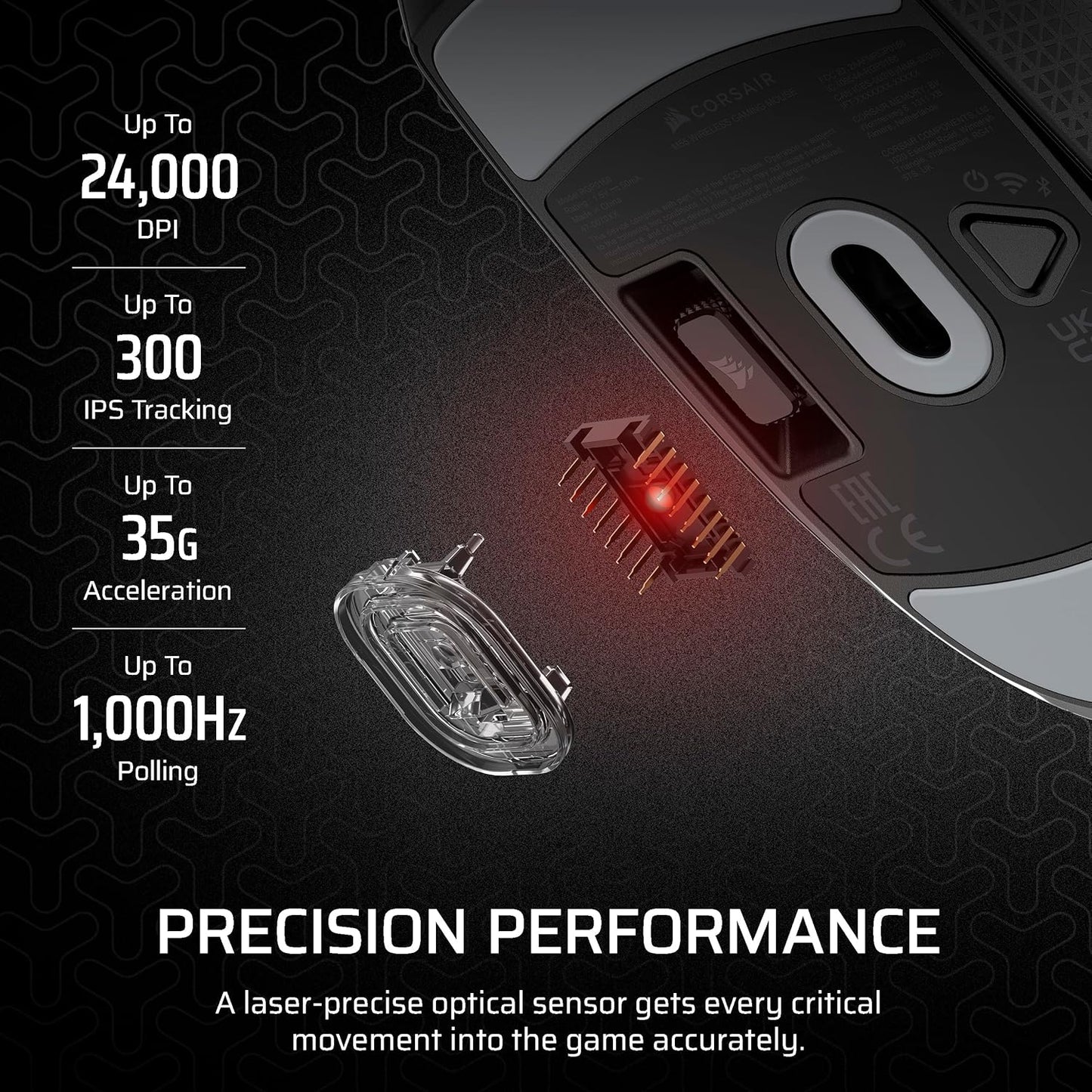CORSAIR M55 WIRELESS GAMING MOUSE WIRELESS 24000 DPI BLACK