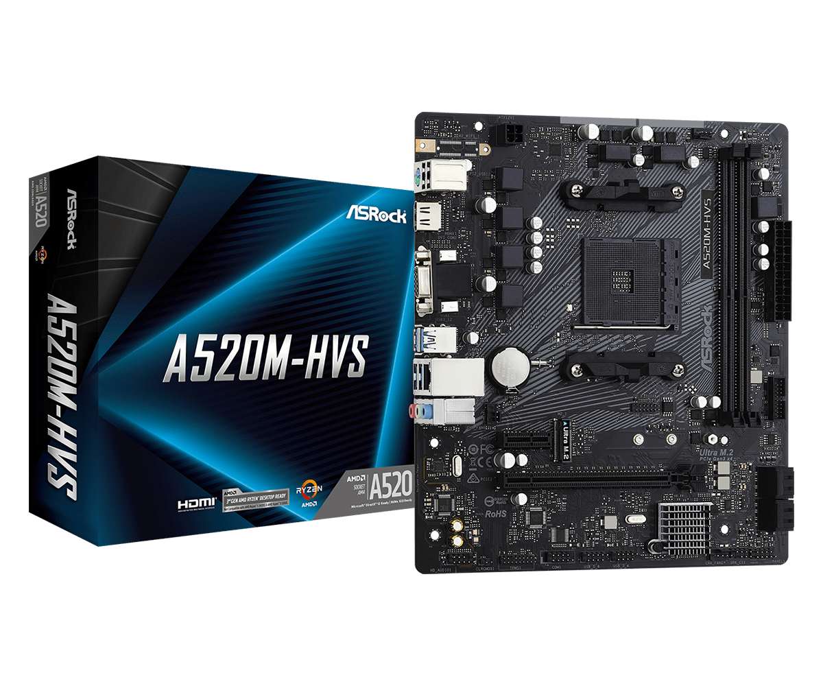 ASRock A520M-HVS AM4 AMD Micro ATX AMD Motherboard