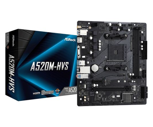 ASRock A520M-HVS AM4 AMD Micro ATX AMD Motherboard