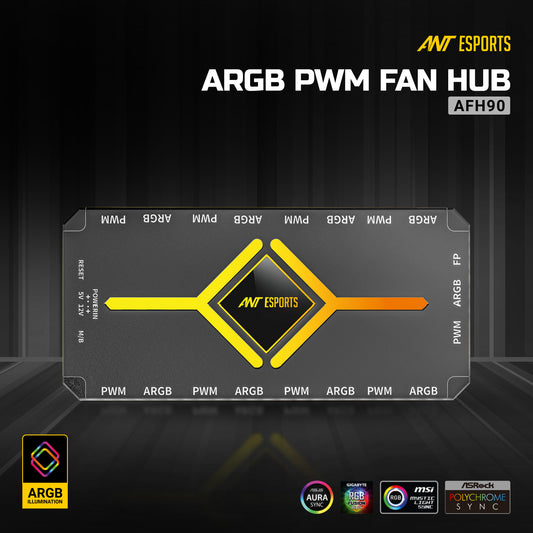 ANT ESPORTS FAN AFH90 2 IN 1 ARGB PWM FAN HUB (BLACK)