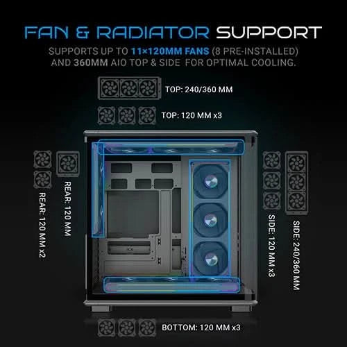 ANT Esports Crystal X8 ARC ATX Mid Tower Gaming Cabinet