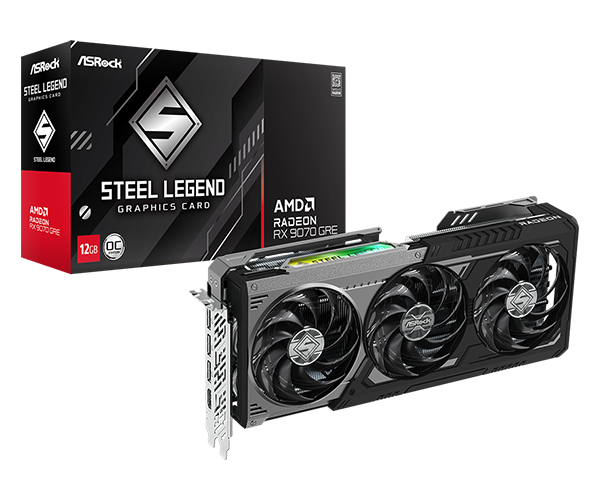 ASRock Radeon RX 9070 GRE Steel Legend Dark 12GB OC Graphics Card