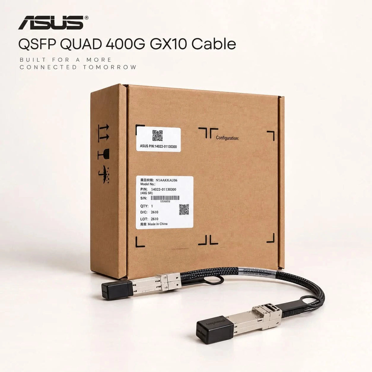 ASUS QSFP112 QUAD 400G GX10 Pluggable Cable 0.4m High-Speed Interconnect Cable for AI Supercomputer Stacking and Data Center Networking