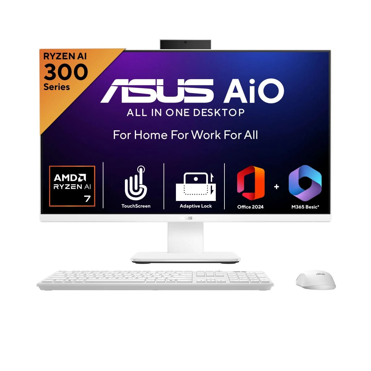 ASUS AIO, All In One PC, AMD Ryzen AI 7 350 (16GB/1TB/AMD Radeon 860M/68.58 cms (27) FHD Touch/Windows 11 Home/Office Home 2024 + M365 Basic (1 Year Validity)*) VM670KA-WPF004WS