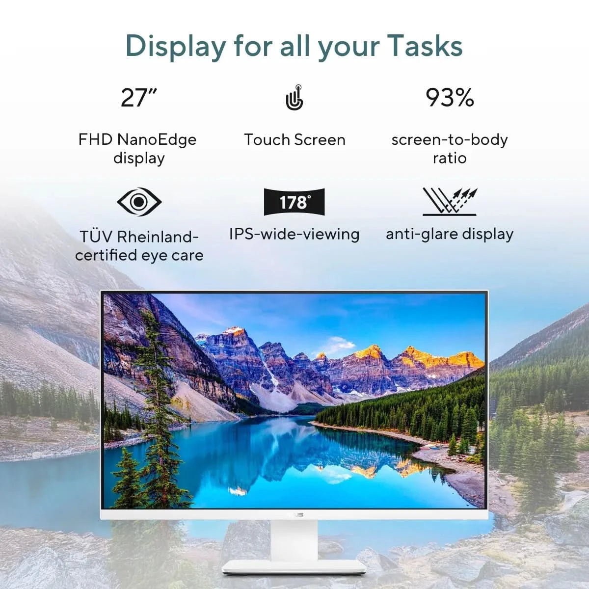 ASUS AIO, All In One PC, AMD Ryzen AI 7 350 (16GB/1TB/AMD Radeon 860M/68.58 cms (27) FHD Touch/Windows 11 Home/Office Home 2024 + M365 Basic (1 Year Validity)*) VM670KA-WPF004WS