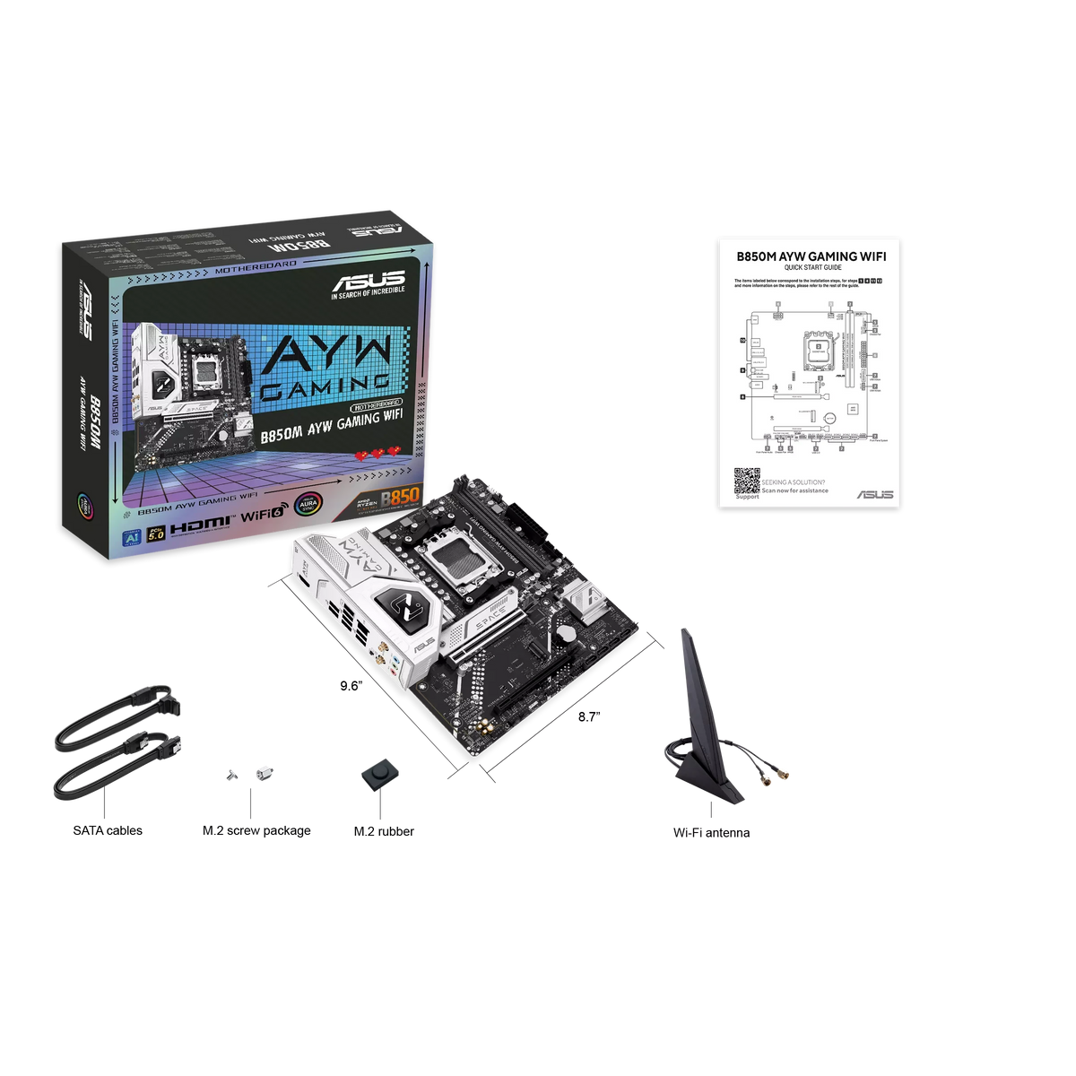 ASUS B850M AYW GAMING WIFI DDR5 Micro-ATX AM5 Motherboard