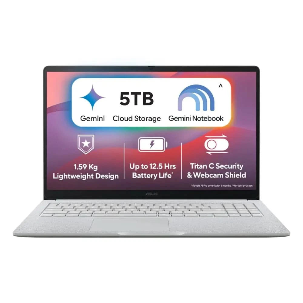 ASUS Chromebook CX1505CTA-S70293, Intel Processor N50, 8GB RAM, 128G eMMC/Intel UHD Graphics, 15.6 inch FHD, Chrome OS