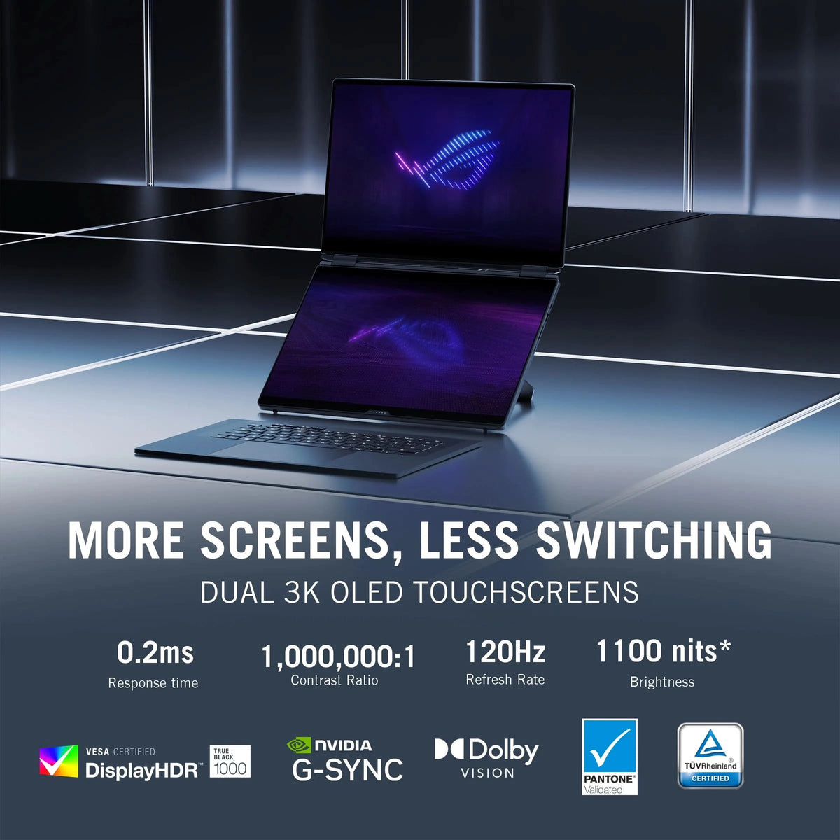 ASUS ROG Zephyrus Duo 16 GX651AR-SR074WS, Dual Screen Gaming Laptop, Intel Core Ultra 9 386H, RTX 5070 Ti GPU, 32GB RAM, 2TB SSD, 16 inch Touch 3K Resolution, Windows 11 Home, Microsoft Office Home 2024, Microsoft 365 Basic)