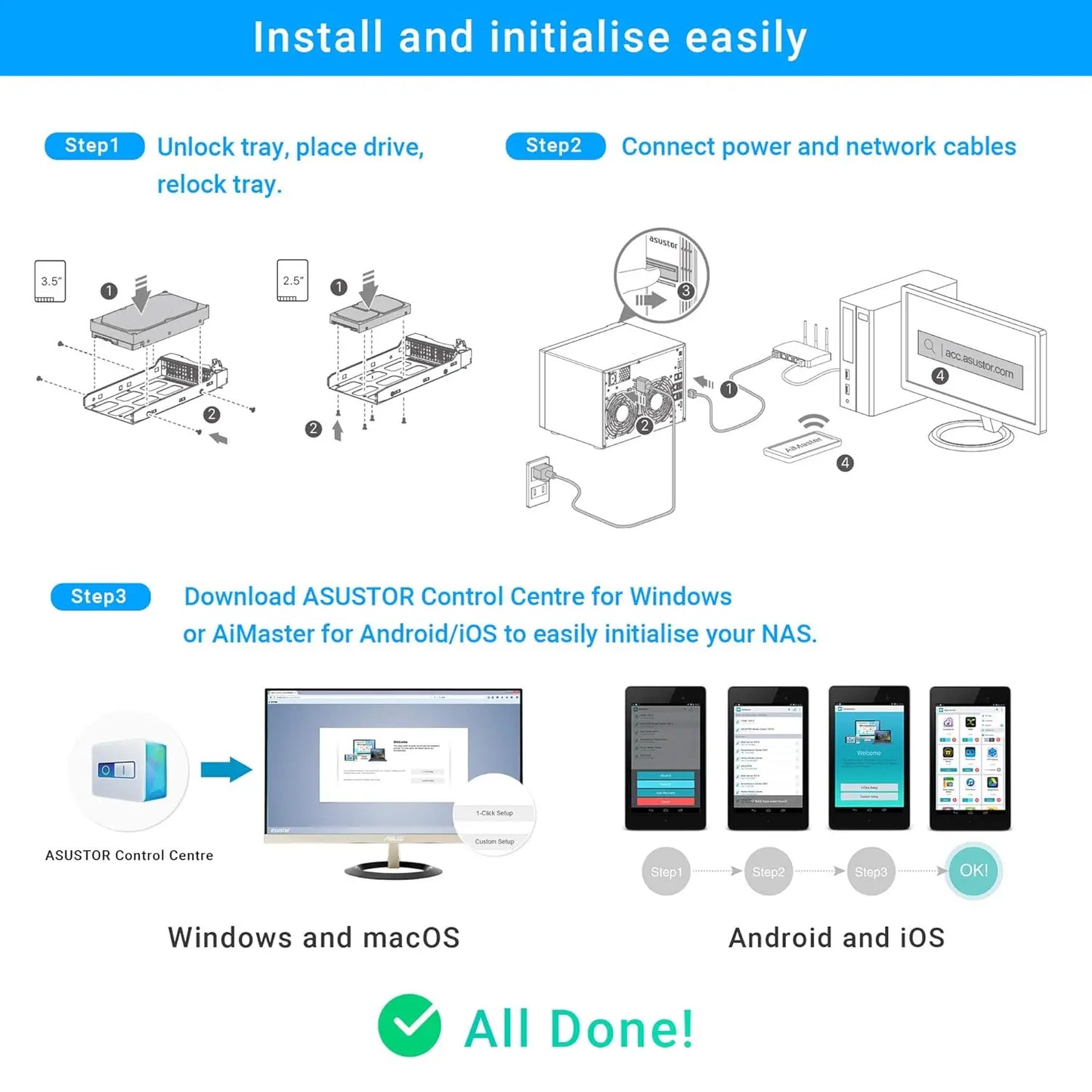 ASUSTOR AS7110T 10-Bay NAS | 10GbE + 2.5GbE, 8GB DDR4 ECC, Energy-Efficient Diskless Storage Server