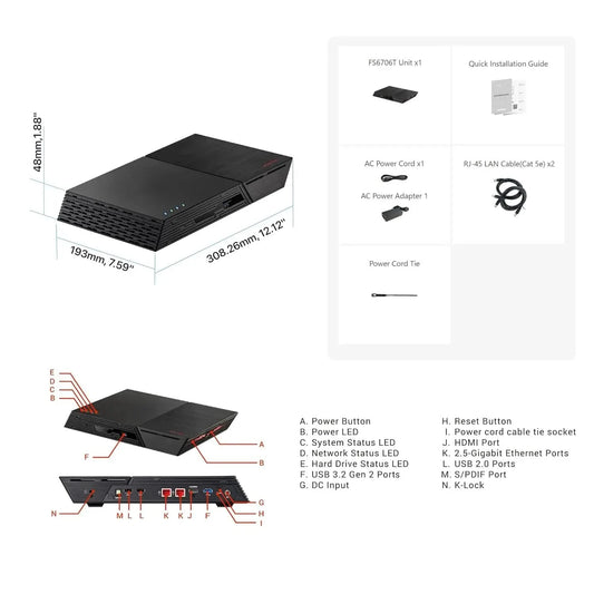 ASUSTOR FS6712X 12-Bay NAS | 10GbE, 4GB DDR4, Energy-Efficient NVMe Storage Server