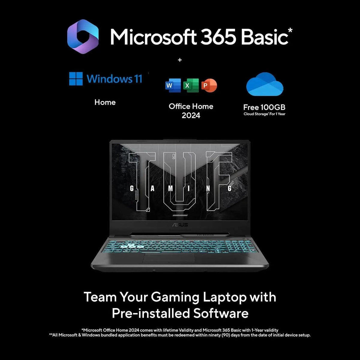 ASUS TUF A15 (2026),AMD Ryzen 7 155, RTX 3050-4GB, 16GB RAM (Upgradeable), 512GB SSD, FHD, 15.6"(39.6 cm),Windows 11, M365 Basic(1Y),Office 2024, Graphite Black, 2.3 Kg, FA506NCG-HN443WS,Gaming Laptop