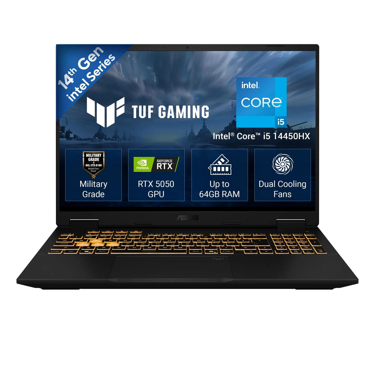 ASUS TUF Gaming 16 FX610JH-TU080WS, Intel Core i5 14450HX, RTX 5050 GPU, 16GB RAM, 512GB SSD, 16 inch FHD+, Windows 11 Home, Office Home 2024, M365 Basic - 1 Year Validity, Gaming Laptop