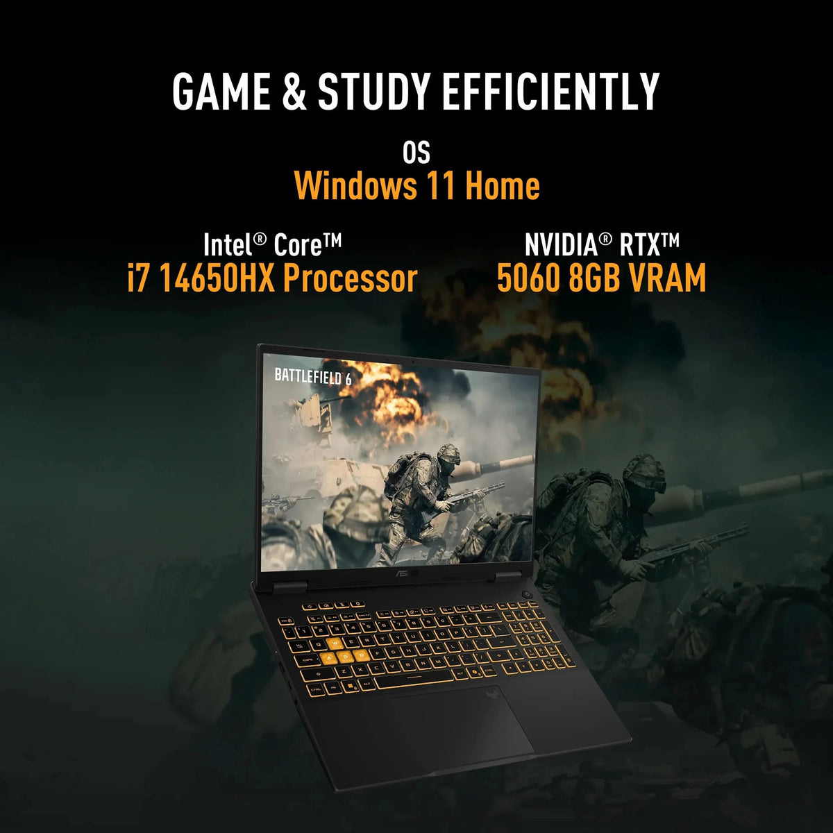 ASUS TUF Gaming 16 FX610JM-TU105WS, Intel Core i7 14650HX, RTX 5060 GPU, 16GB RAM, 512GB SSD, 16 inch FHD+, Windows 11 Home, Office Home 2024 + M365 Basic-1 Year Validity, Gaming Laptop
