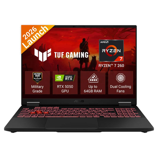 ASUS TUF Gaming A16 FA608UHI-TU238WS, AMD Ryzen 7 260, RTX 5050 GPU, 16GB, 512GB, 16 inch FHD+, Windows 11 Home, Office Home 2024, M365 Basic-1 Year Validity, Gaming Laptop