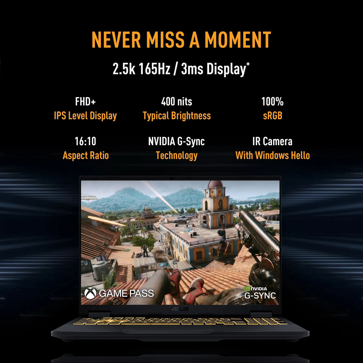 ASUS TUF Gaming F16 FX608JPR-QT073WS, Intel Core i7 14650HX, RTX 5070 GPU, 16GB RAM, 1TB SSD, 16 inch 2.5K Resolution, Windows 11 Home, Office Home 2024, M365 Basic-1 Year Validity, Gaming Laptop