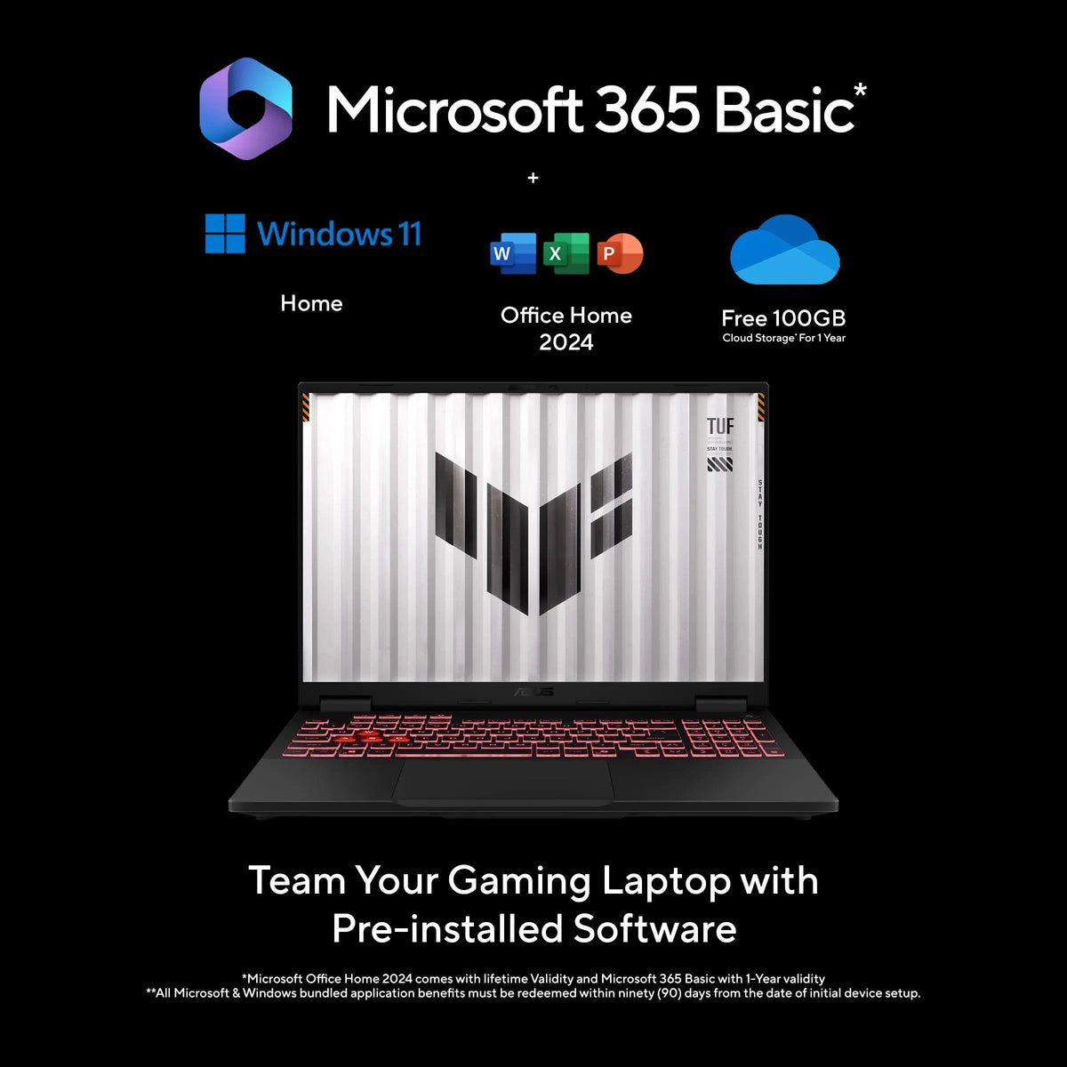 ASUS TUF Gaming F16 FX608JPR-QT073WS, Intel Core i7 14650HX, RTX 5070 GPU, 16GB RAM, 1TB SSD, 16 inch 2.5K Resolution, Windows 11 Home, Office Home 2024, M365 Basic-1 Year Validity, Gaming Laptop