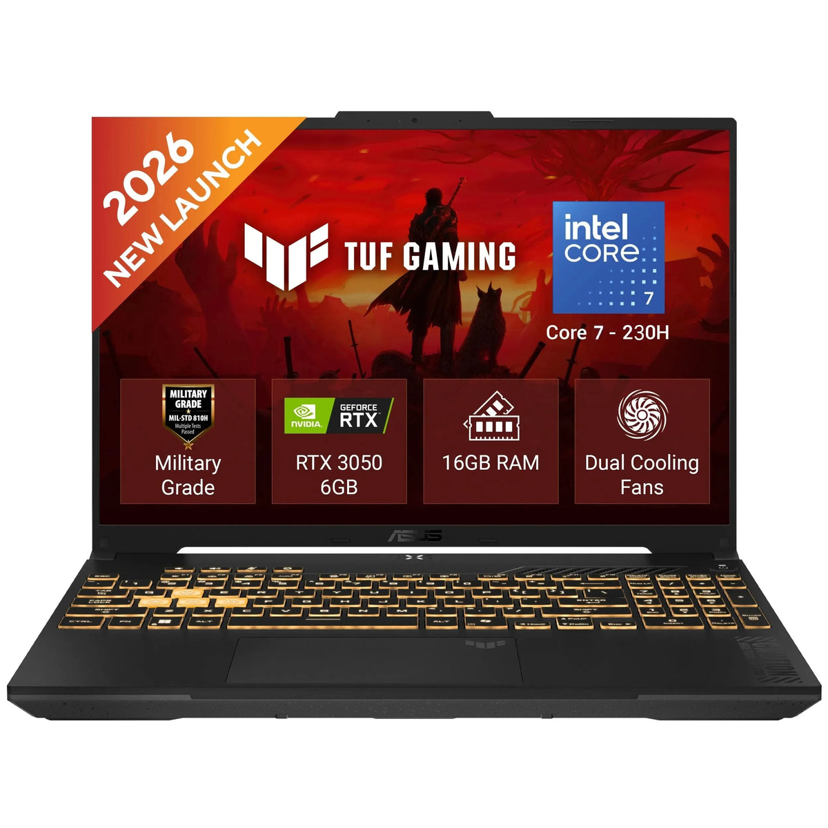 ASUS TUF Gaming F16, Gaming Laptop, Intel Core 7 Processor 230H, RTX 3050 GPU (16GB/512GB/40.64 cms (16) FHD+/Windows 11 Home/Office Home 2024 + M365 Basic (1 Year Validity)*) FX607VJR-TU326WS