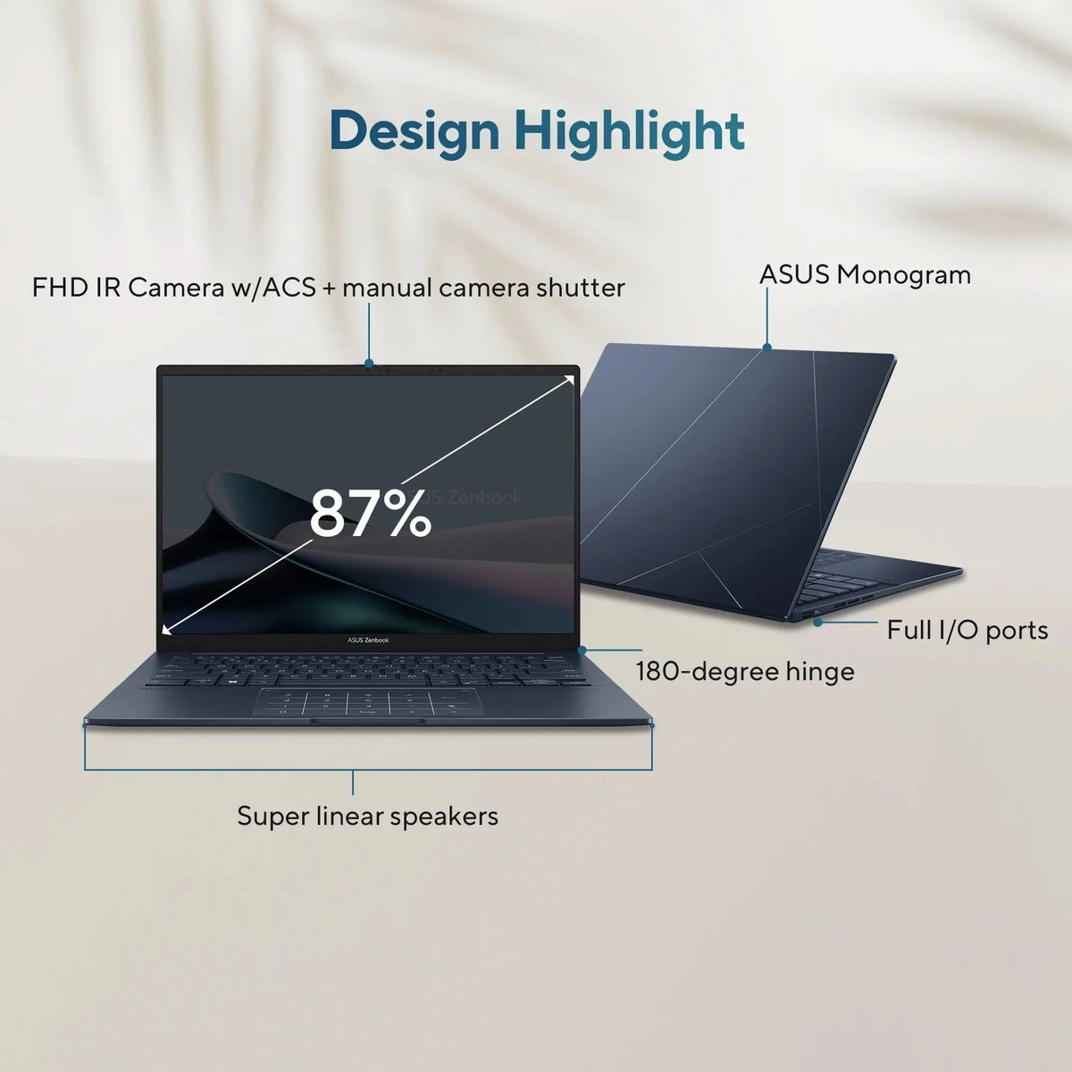 ASUS Zenbook 14 UX3405CA-QL1691WS, Intel Core Ultra 9 285H, 16GB RAM, 512GB SSD, Intel Arc Graphics, 14 inch OLED Touch FHD+, Windows 11 Home, Office Home 2024, M365 Basic-1 Year Validity, Thin and Light AI Laptop, 1 Year Warranty