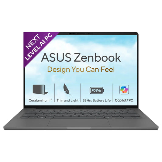 ASUS Zenbook A14 UX3407NA-QD226WS, Snapdragon X2 Elite X2E88100, 16GB RAM, 512GB SSD, Qualcomm Adreno GPU, 14 inch OLED FHD+, Windows 11 Home, Office Home 2024, M365 Basic-1 Year Validity, AI Powered Laptop
