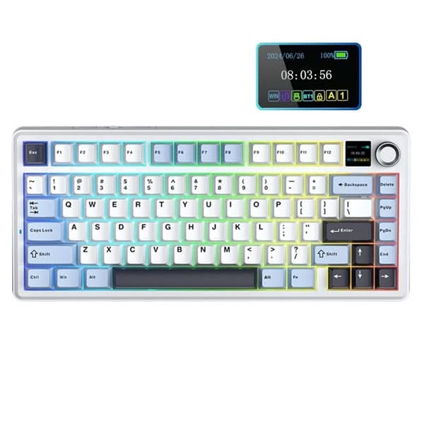 AULA F75 Max Wireless 3 in 1 Mechanical Gaming Keyboard Ice Blue, Reaper Switch