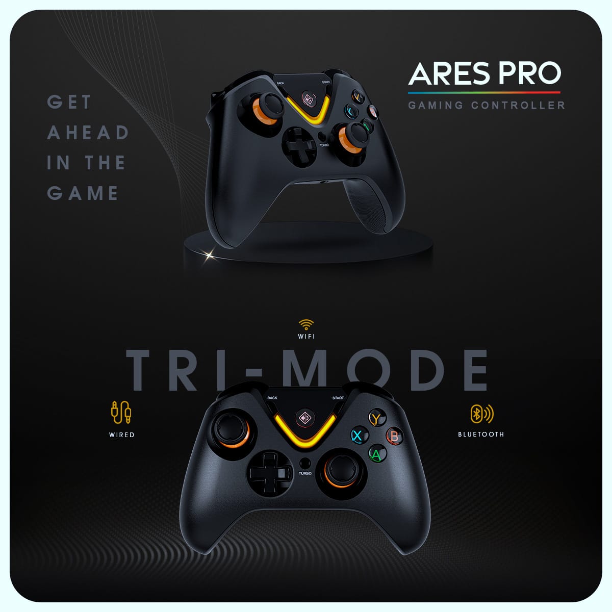 Cosmic Byte Ares Pro Tri-Mode Wireless-Bluetooth-Wired Controller for PC, Wireless Audio Port, Hall Joystick