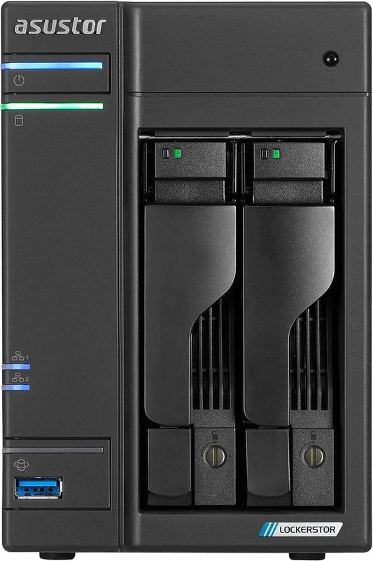 Asustor AS6702T v2 Lockerstor 2 Gen2+ 2 Bay NAS - Intel Celeron N5105 (2.0GHz)CPU - 4GB RAM DDR4 - 4x M.2 SSD Slots