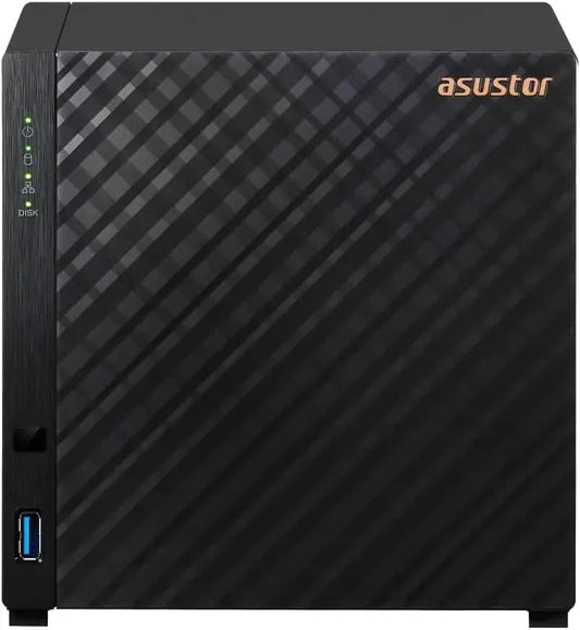 Asustor Drivestor 4 Gen 2 AS1204T, 4 Bay NAS, Quad-Core 1.7GHz CPU, 2.5GbE Port, 1GB DDR4, 3 USB 3.0, Network Attached Storage for Personal and Home Cloud Backup
